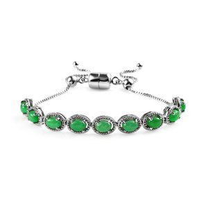 BRAND NEW Green Jade Bracelet For Women Art Deco Tennis Bracelet 925 Silver